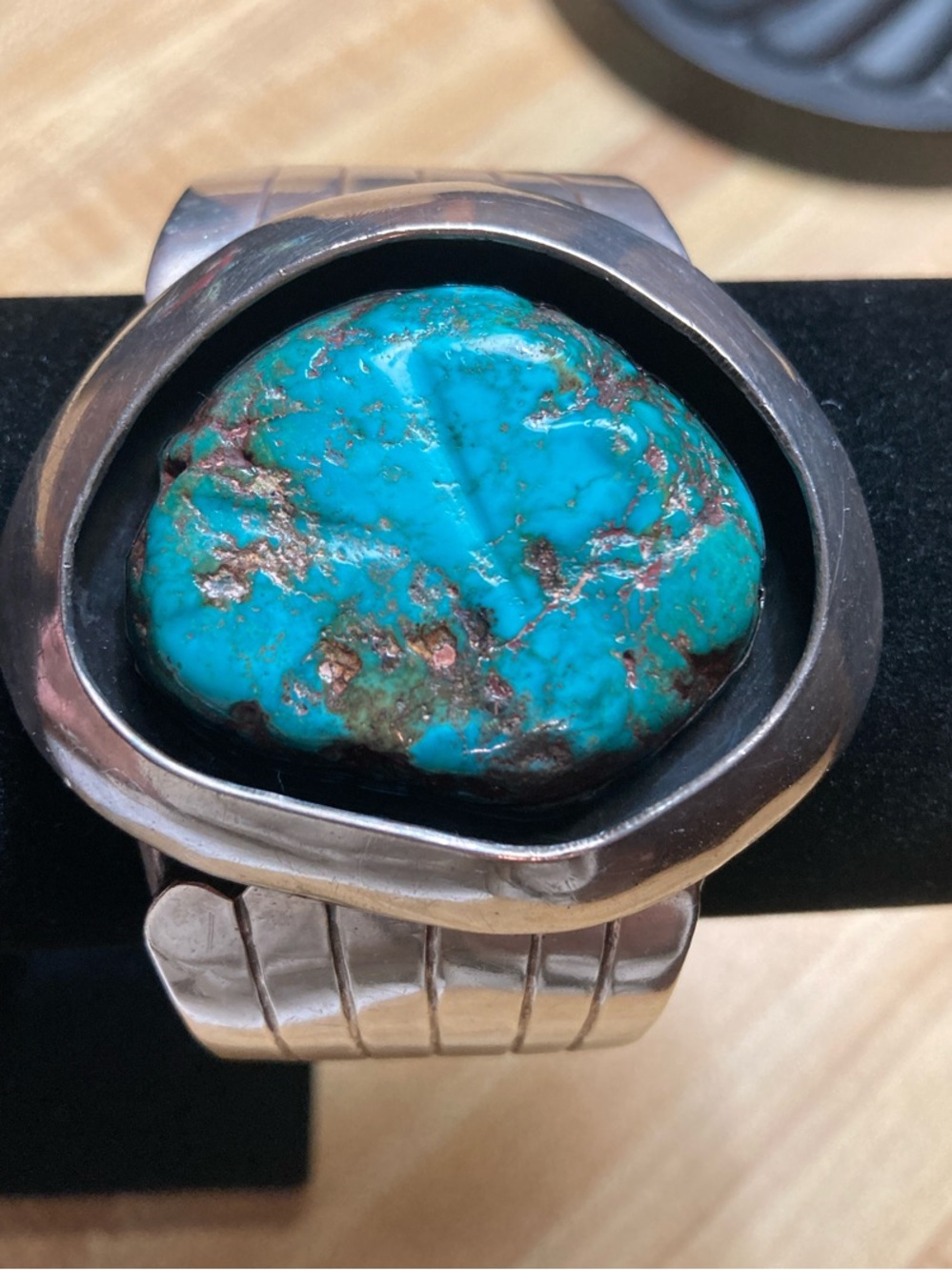 Turquoise Stone Sterling Silver Cuff Bracelet - Bright Turquoise